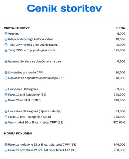 avtošola ljubljana cenik